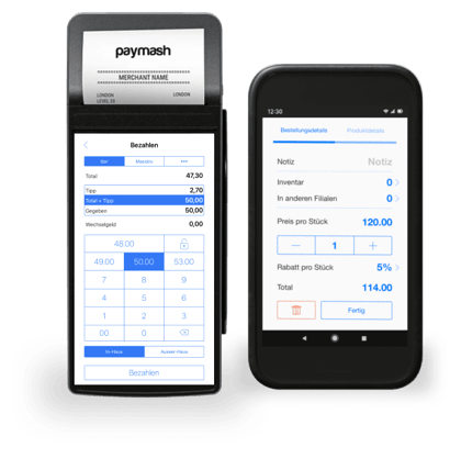 Verschiedene Kartenterminals und Zahlungsmethoden mit Paymash