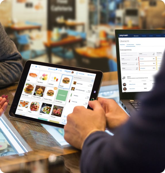 Gast bezahlt oder bucht online mit dem Paymash-Kassensystem im Restaurant Probstei.