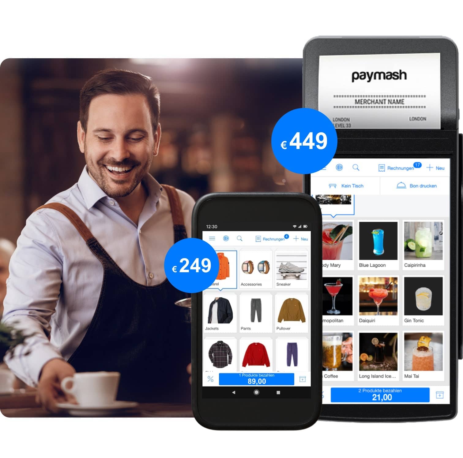 Mobiles PaymashPay Kartenterminal mit Paymash POS-Software